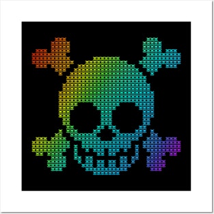 Pixel Skull Collage Posters and Art